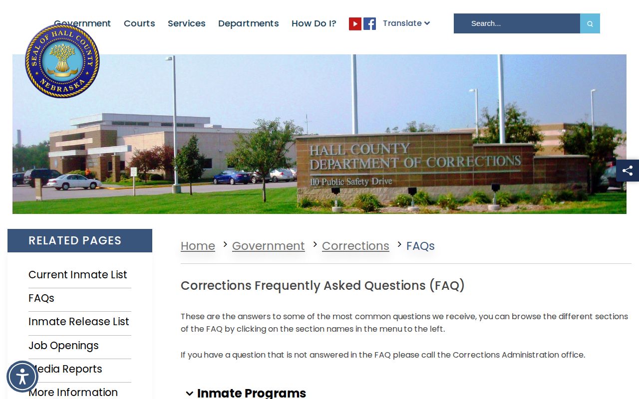 Hall County Corrections booking and inmate-photo policy for Howard County custody research